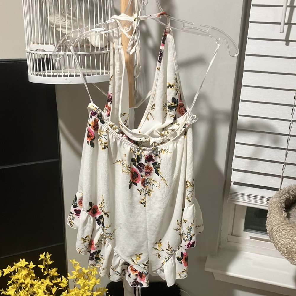$5 Sale! Floral Halter Top Romper - Picture 6 of 7